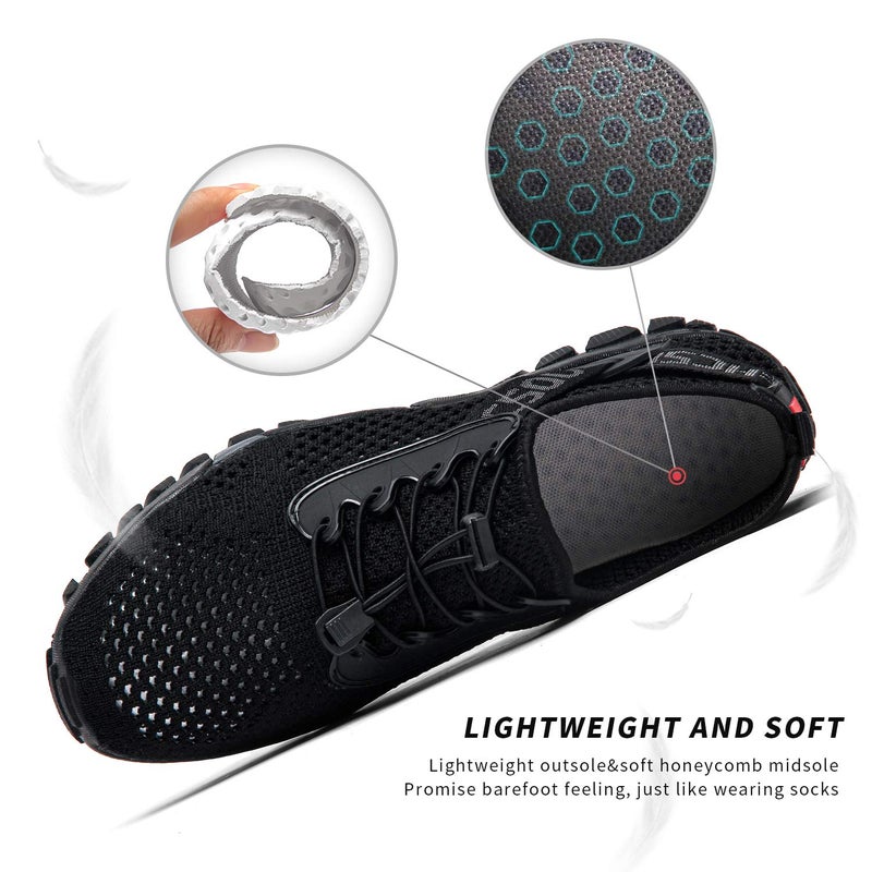 SOBASO Women's Water Shoes Men -Quick Dry Water Hiking Beach Aqua Shoes for Boating Swim Surf All Black - Image 3